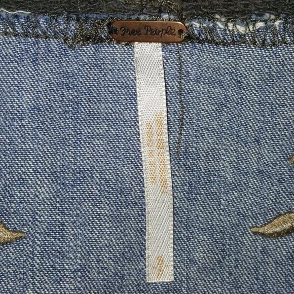Free People Denim Embroidered Long Sleeve Top - Picture 6 of 7
